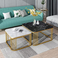 Gold Slatted Frame Square Nesting Table Set of 2