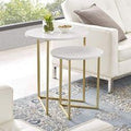 Gold Slim Round Nesting Side Table Set of 2
