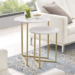Gold Slim Round Nesting Side Table Set of 2