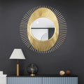 Gold Spike Oval Sunburst Wall Mirror