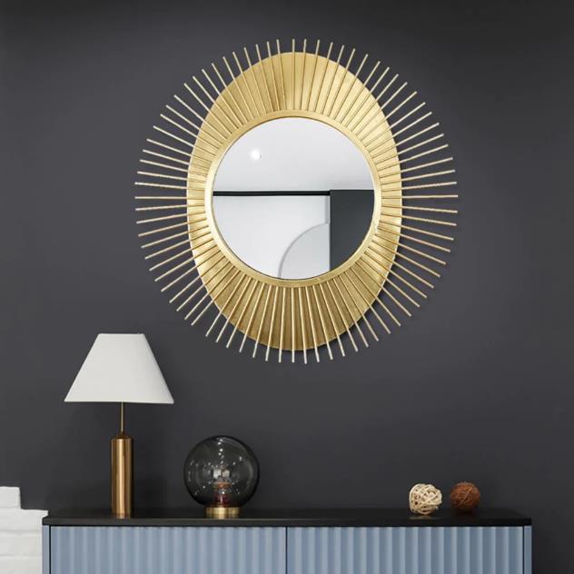 Gold Spike Oval Sunburst Wall Mirror