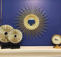 Gold Spike Sunburst Round Metal Wall Mirror