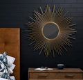 Gold Starburst Rod Round Wall Mirror