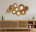 Gold Sunburst Disc Cluster Metal Wall Mirror
