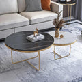 Gold Tripod Base Black & White Round Nesting Table Set of 2