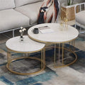 Gold Vertical Slat Round Nesting Table Set of 2