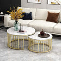 Gold Wire Drum Round Nesting Table Set of 2