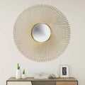 Gold Wire Radiant Sunburst Round Wall Mirror
