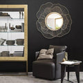 Gold Wire Ruffle Round Metal Wall Mirror