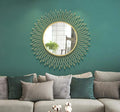 Gold Wire Starburst Round Wall Mirror