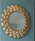 Golden Seashell Round Metal Wall Mirror