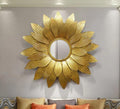 Golden Sun Petal Round Metal Wall Mirror