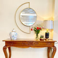 Half Moon Gold Frame Round Wall Mirror