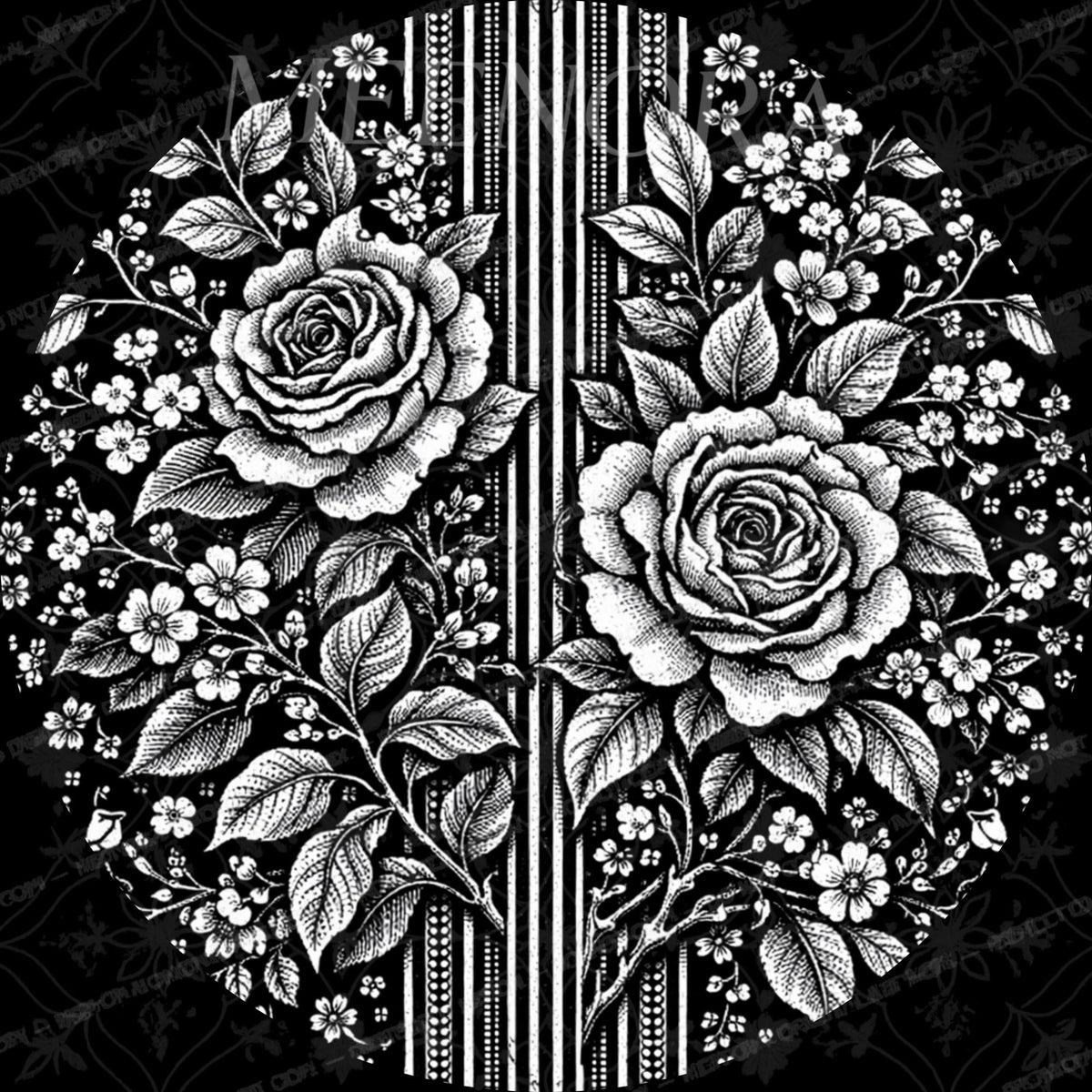 Black White Floral Wooden Tray | Mango Wood Printed Coffee Table Decor | Tea Platter