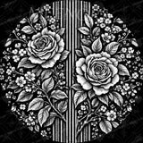 Black White Floral Wooden Tray | Mango Wood Printed Coffee Table Decor | Tea Platter