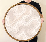 Abstract Wooden Tray Printed | Mango Wood Round Tea Serving Decor