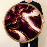 Purple Marble Mango Wood Serving Tray | Round Ottoman Coffee Table Decor