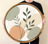 Botanical Mango Wood Serving Tray | Sage Green Leaf Print Ottoman Tray