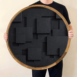 Black Mango Wood Serving Tray | Modern Minimalist Ottoman Coffee Table Decor
