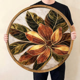 Floral Wooden Tray Printed | Mango Wood Round Serving Tea DecorTGJFYKFUIKUYFGHFH