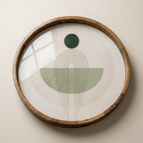 Handcrafted Mango Wood Serving Tray | Sage Green Abstract Print Ottoman Decor
