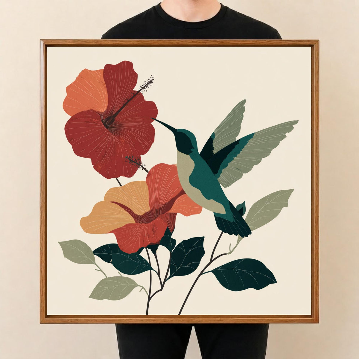 Square Serving Tray, Red Poppy Floral Tray, Ottoman Coffee Table Tray, Handmade Resin Wood Tray, Botanical Wall Art Inspired Decor