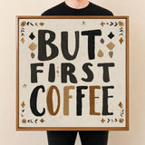 Square Serving Tray, Coffee Lover Tray, Ottoman Coffee Table Tray, Handmade Resin Wood Tray, Coffee Bar Decor