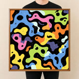 Square Serving Tray, Colorful Abstract Tray, Ottoman Coffee Table Tray, Handmade Resin Wood Tray, Modern Pop Art Decor