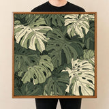 Square Serving Tray, Monstera Leaf Tray, Ottoman Coffee Table Tray, Handmade Resin Wood Tray, Tropical Home Decor
