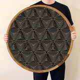 Handmade Geometric Mango Wood Tray | Black Gold Modern Coffee Table Decor