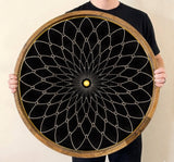 Black Mandala Mango Wood Serving Tray | Boho Ottoman Coffee Table Decor