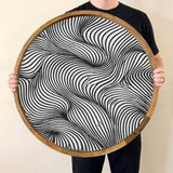 Handmade Mango Wood Serving Tray | Abstract Wave Print, Coffee Table Decor