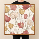 Square Serving Tray, Tulip Floral Tray, Ottoman Coffee Table Tray, Handmade Resin Wood Tray, Spring Home Decor