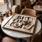 Square Serving Tray, Coffee Lover Tray, Ottoman Coffee Table Tray, Handmade Resin Wood Tray, Coffee Bar Decor