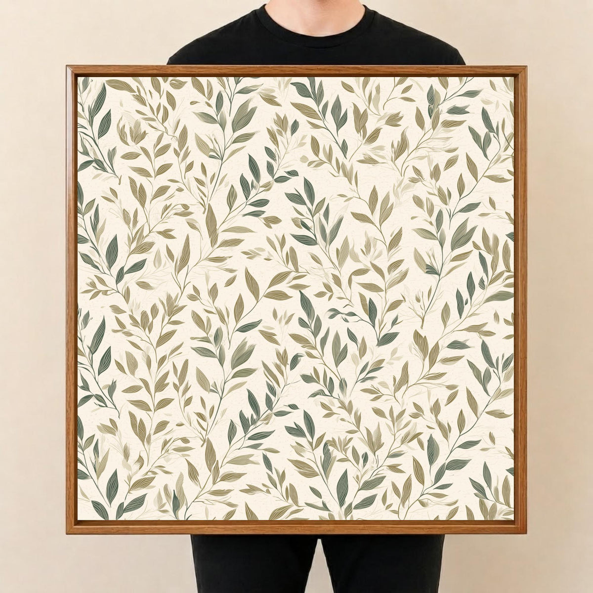 Square Serving Tray, Botanical Leaf Tray, Ottoman Coffee Table Tray, Handmade Resin Wood Tray, Nature Home Decor