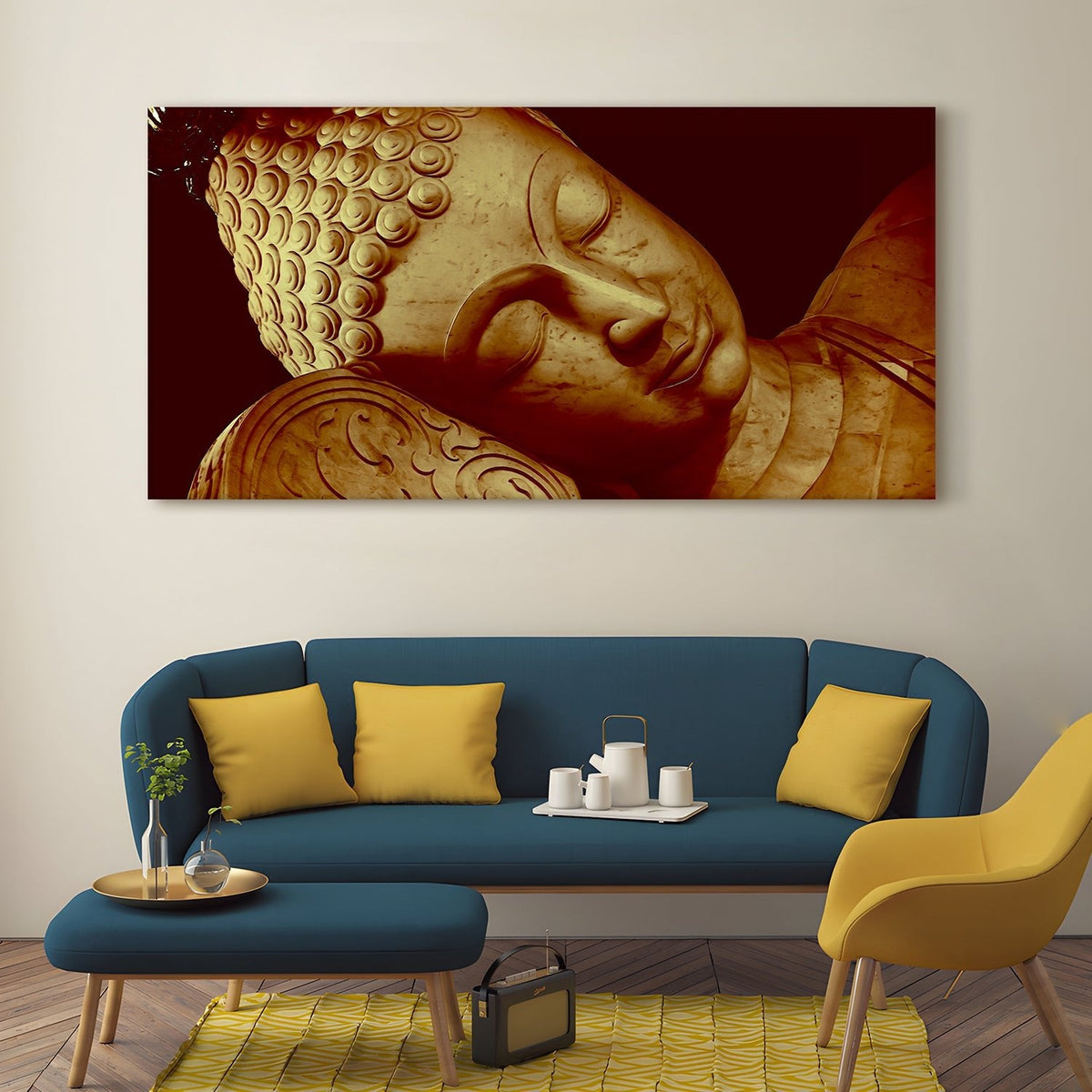 Lord Buddha Canvas Painting 24x48 In (BDWA07)