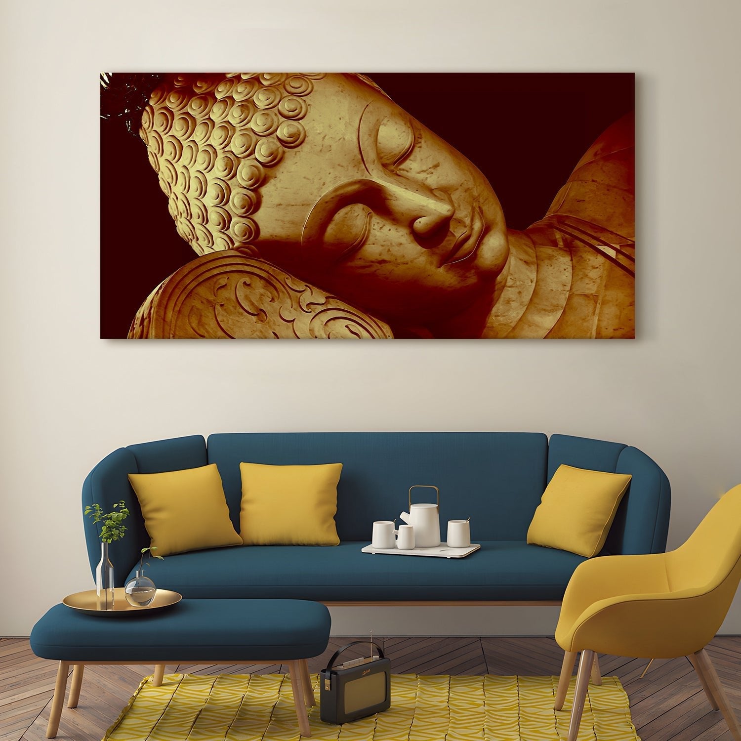 Lord Buddha Canvas Painting 24x48 In (BDWA07)