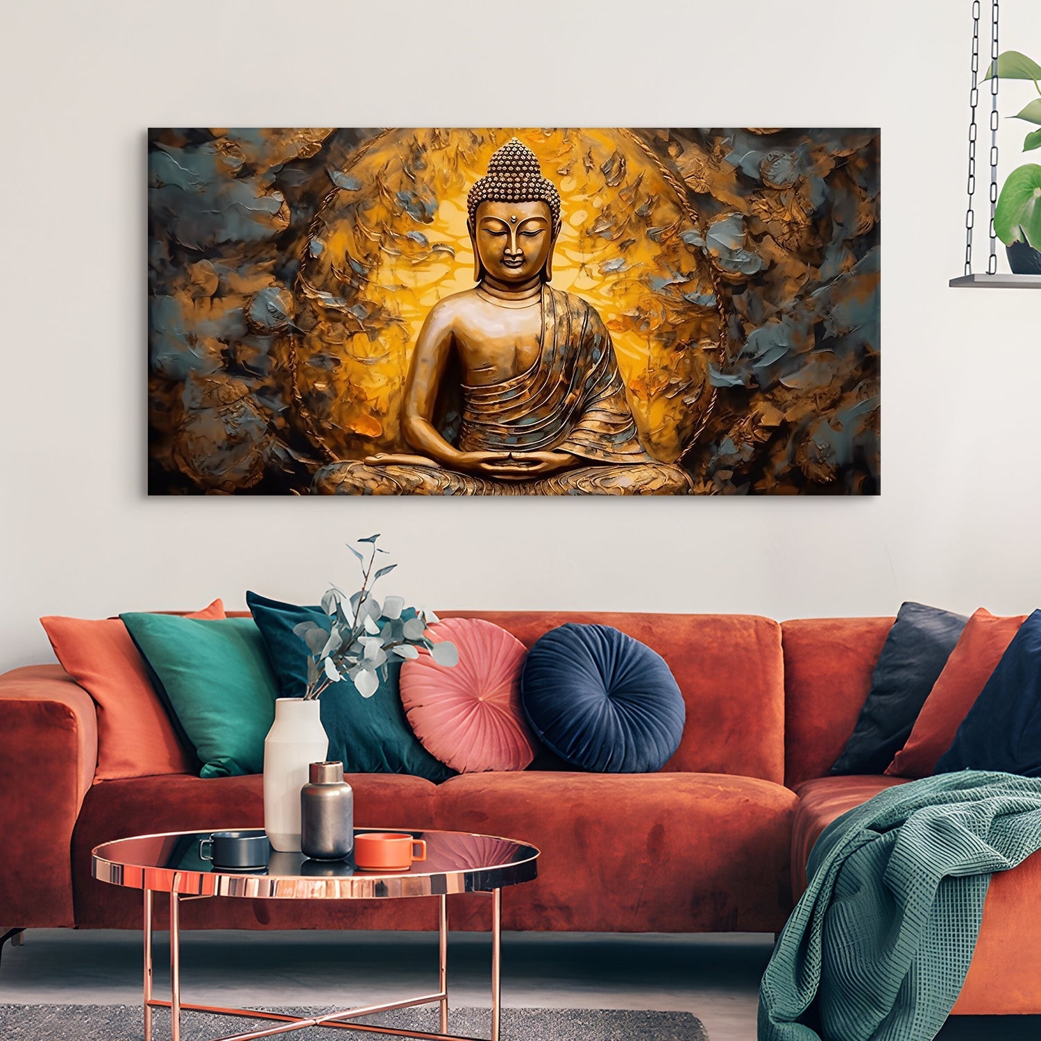 Lord Buddha Canvas Painting 24x48 In (BDWA14)