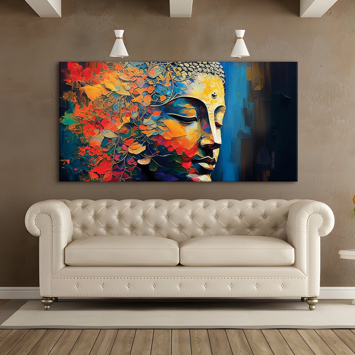 Lord Buddha Canvas Painting 24x48 In (BDWA17)