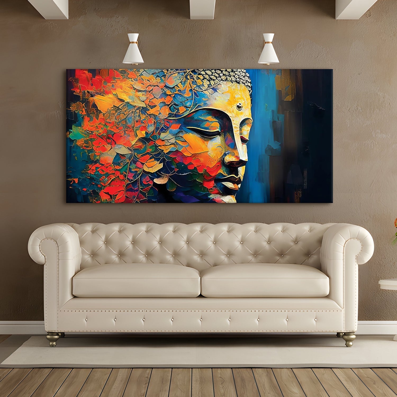 Lord Buddha Canvas Painting 24x48 In (BDWA17)