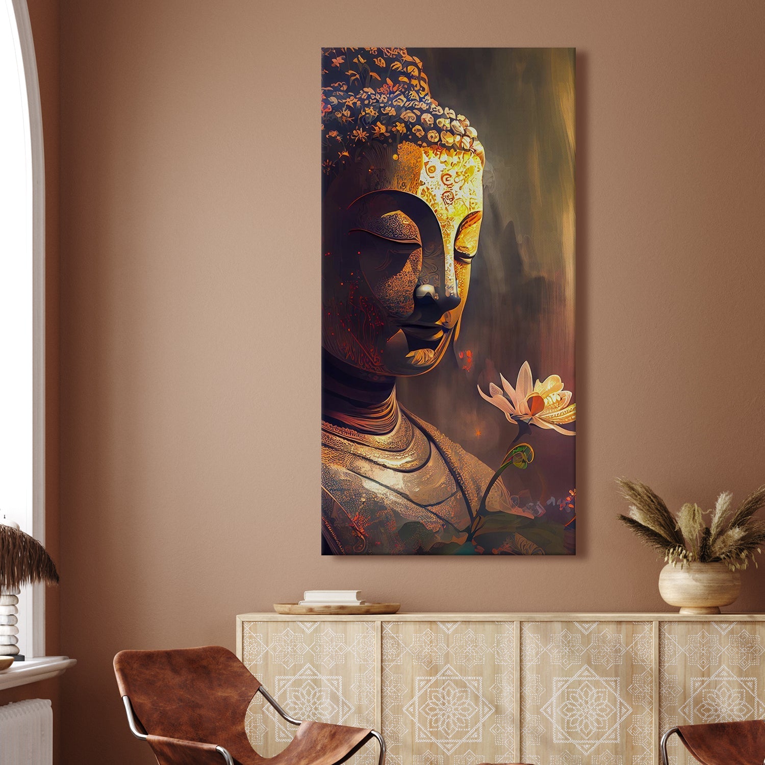 Lord Buddha Canvas Painting 24x48 In (BDWA26)