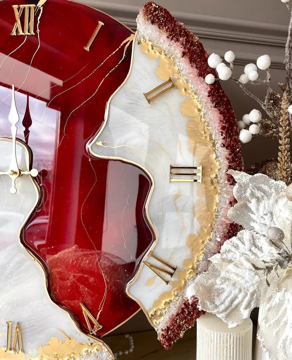 Red Velvet – Luxe Resin Wall Clock by Azaro