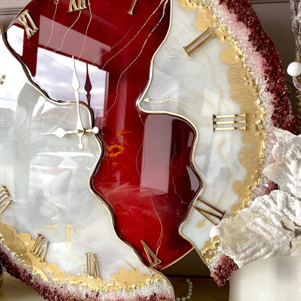 Red Velvet – Luxe Resin Wall Clock by Azaro