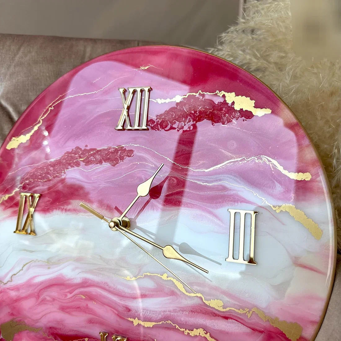 Pink Aura Marble – The Luxury Resinart Wall Clock