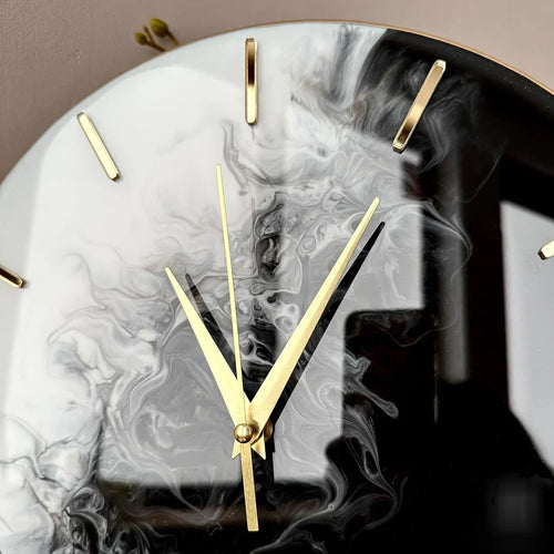 Black & White Symphony – Handcrafted Resin Wall Clock