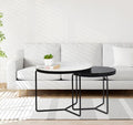 Minimal Tripod Base Round Nesting Table Set of 2 - Black Matte