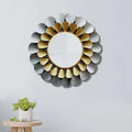 Silver & Gold Petal Round Metal Wall Mirror