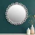 Silver Chain Frame Round Wall Mirror